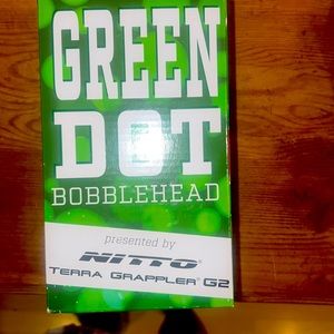 Texas Rangers Green Dot bobble collectible.